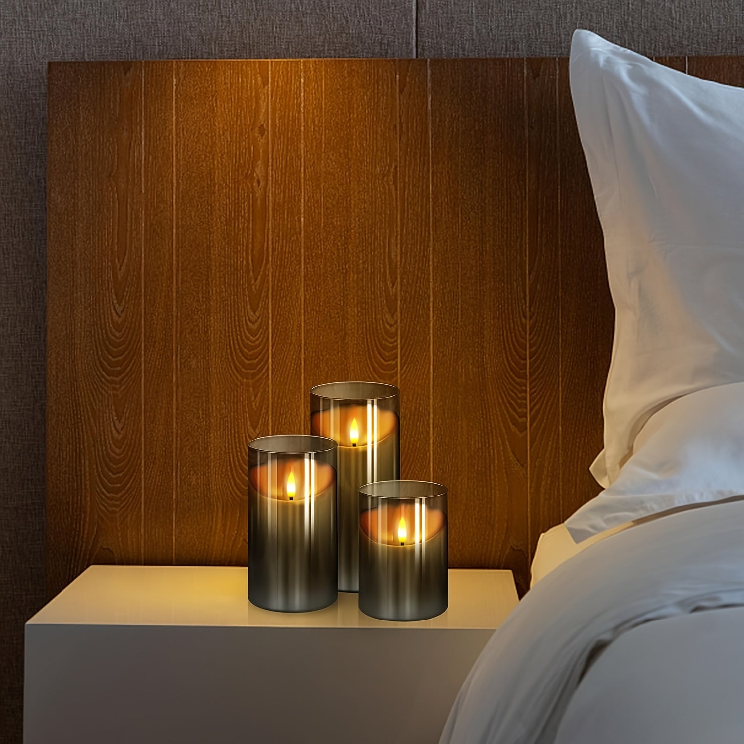 BowLift | CandleAura - LED Grey Candles with Realistic Flame