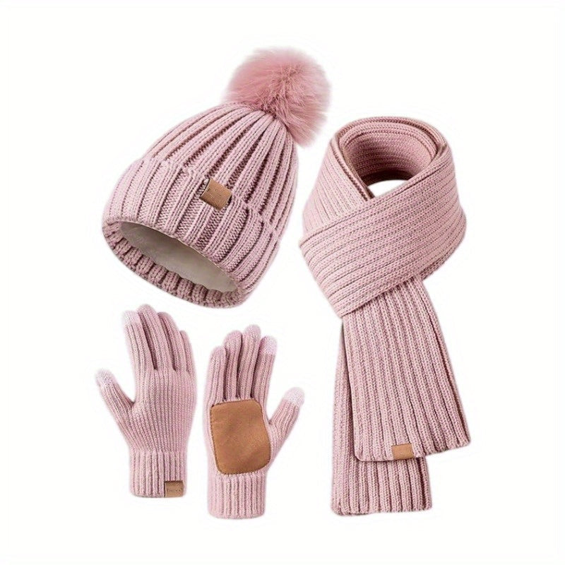 BowLift | 3-in-1 Knitted Winter Set with Hat, Scarf, and Touchscreen Gloves