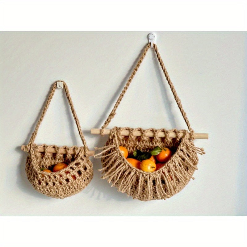BowLift | BohoHaven - Woven Wall Basket with 6 Hooks