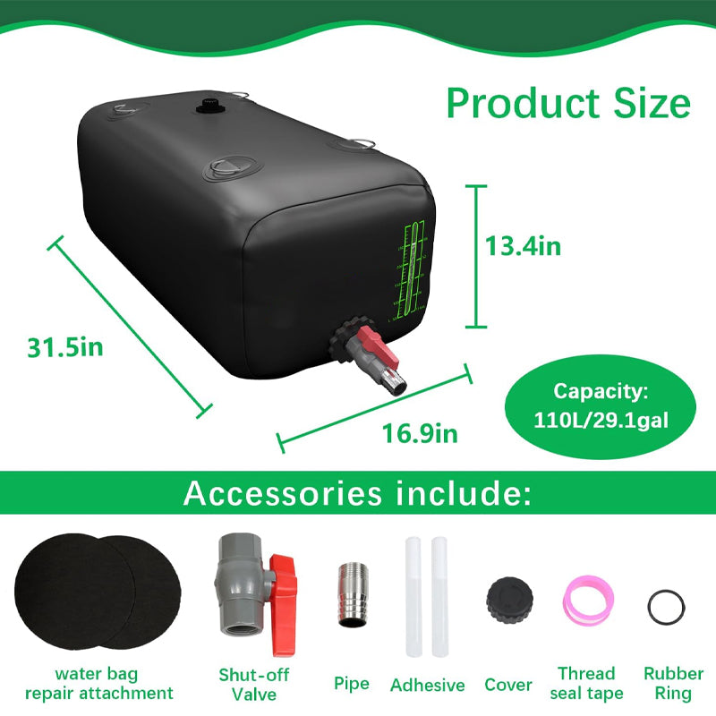 BowLift | 110L/29 Gallon Water Storage Bladder Water Tank Water Bag Foldable Water Storage Container