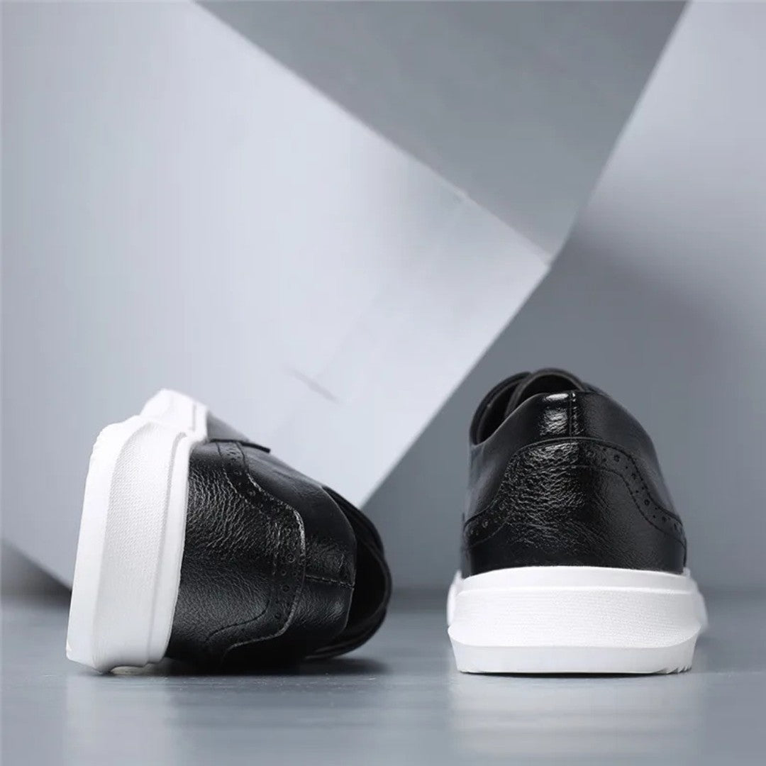 Leather Brogue Sneakers with Rubber Sole