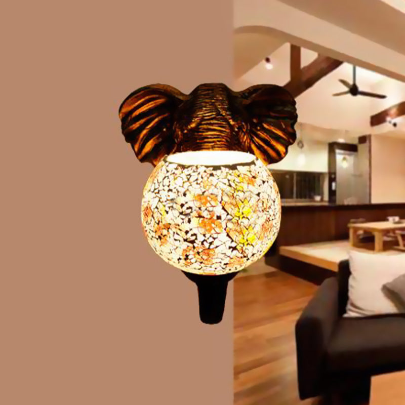 BowLift | 1 Light Living Room Wall Lamp Globe Mediterranean White/Pink/Yellow Sconce with Globe Stained Glass Shade