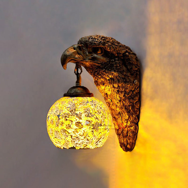 BowLift | Cut Glass Silver/Beige/Red Wall Mounted Lighting Owl Head 1 Light Mediterranean Wall Light for Balcony