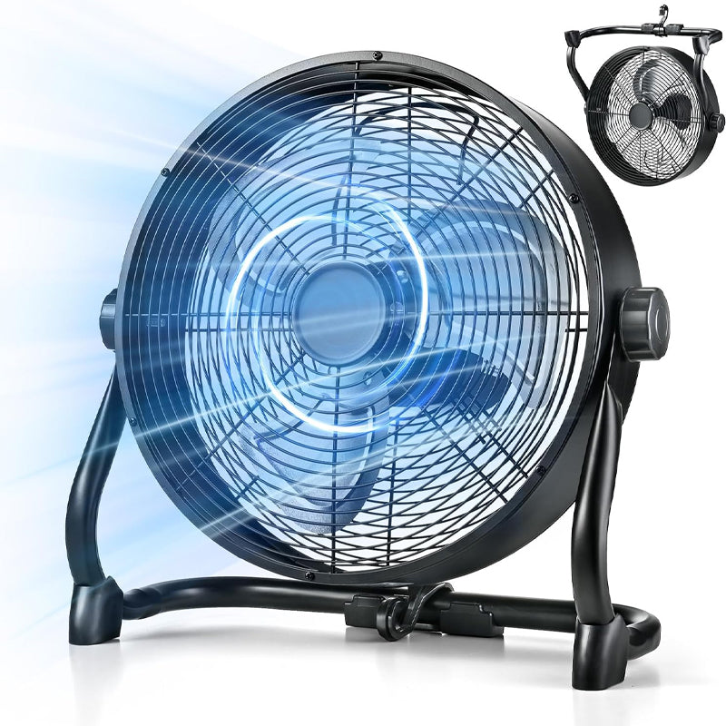 BowLift | 12" Cordless Fan Portable Rechargeable Cordless Fan 360° Tilt Industrial Heavy Duty Floor Fan