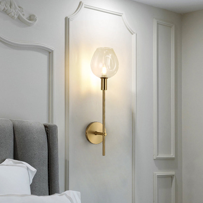 BowLift | Clear Glass Cup Wall Light Modern 1 Head Wall Mounted Lamp in Gold with Metal Pencil Arm