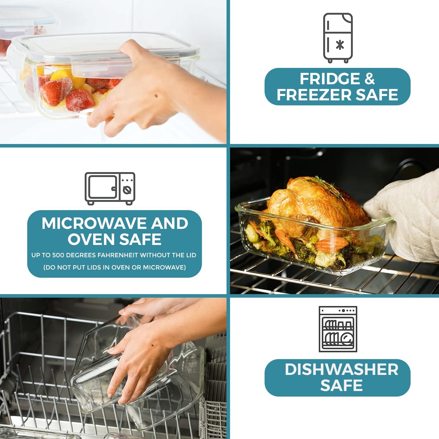 BowLift | 8-piece set of glass food storage containers with lids