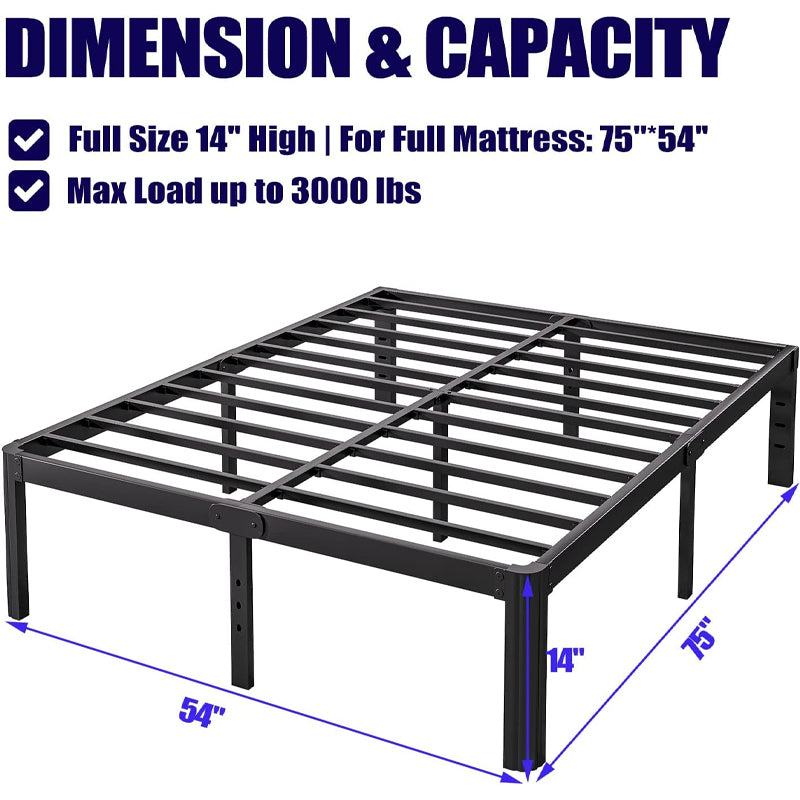 BowLift | 14 Inch Full Bed Frame 3000 lbs Loading Capacity Sturdy Platform Bed Frame No Box Spring Neede