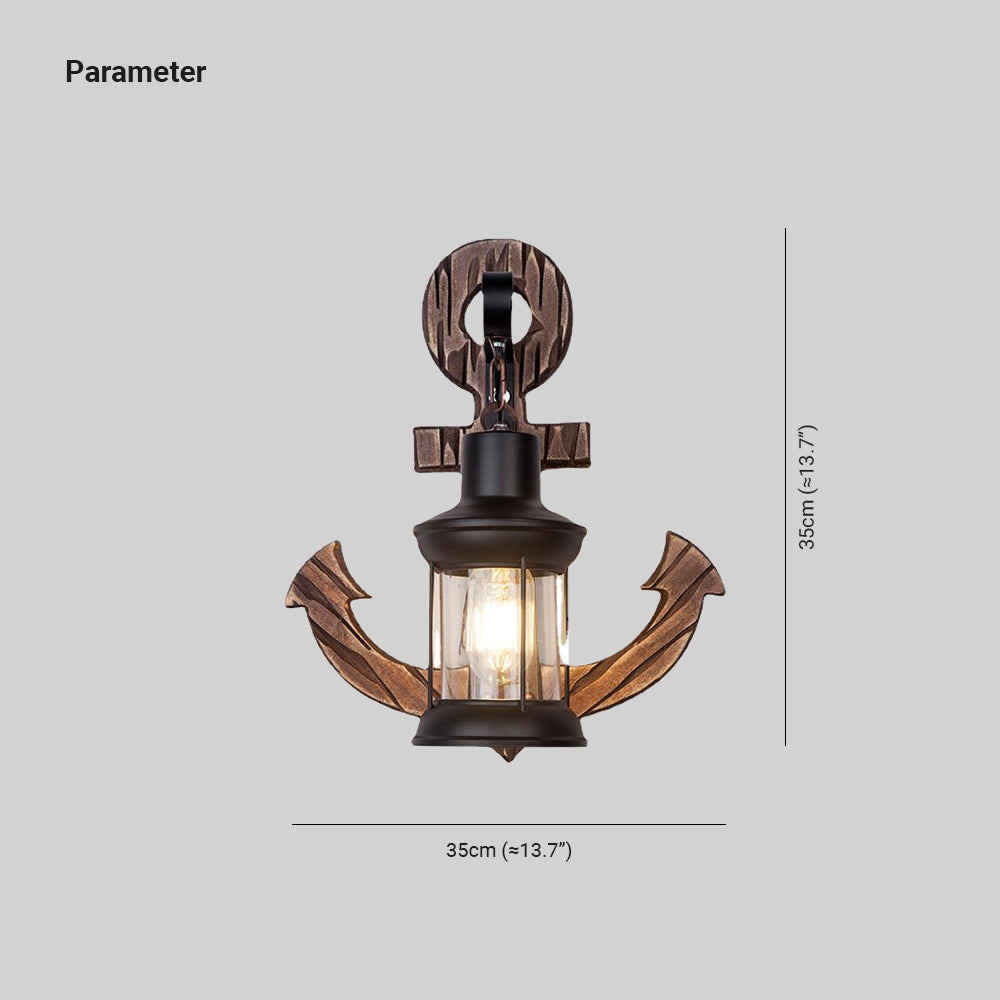 BowLift | Vintage Anchor LED Wall Light - Industrial Metal & Wood for Dining Room/Living Room