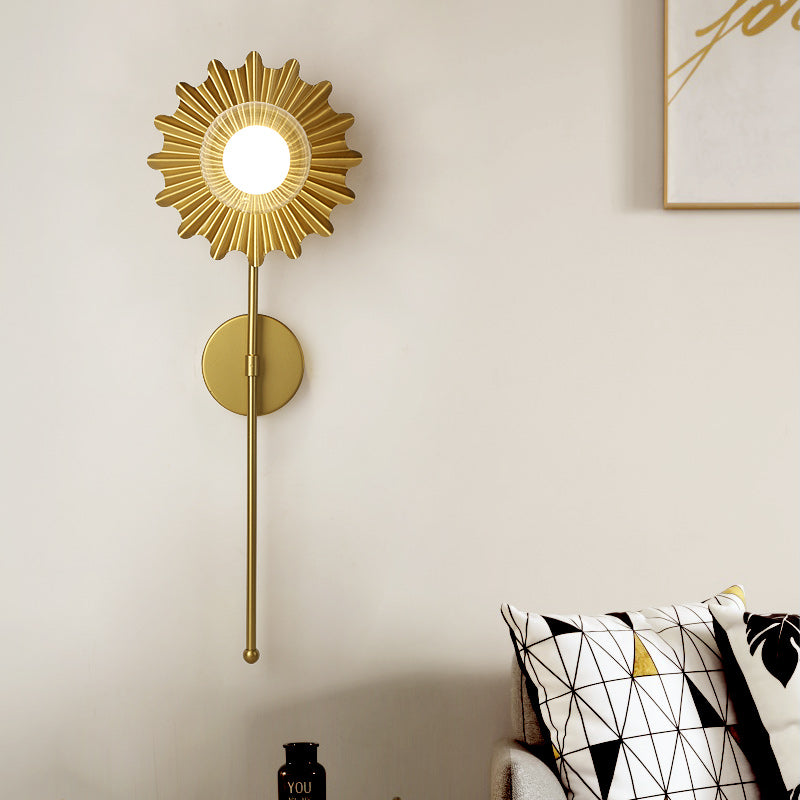 BowLift | Brass Wall Light Torch 1 Light Metal and Clear Glass Mid-Century Modern Wall Light