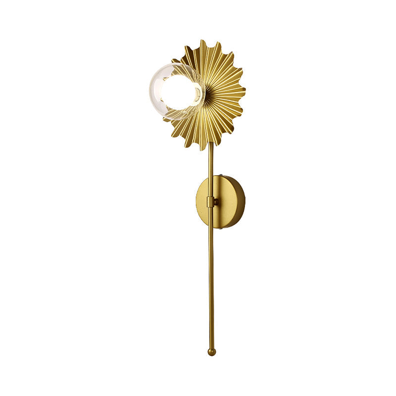 BowLift | Brass Wall Light Torch 1 Light Metal and Clear Glass Mid-Century Modern Wall Light