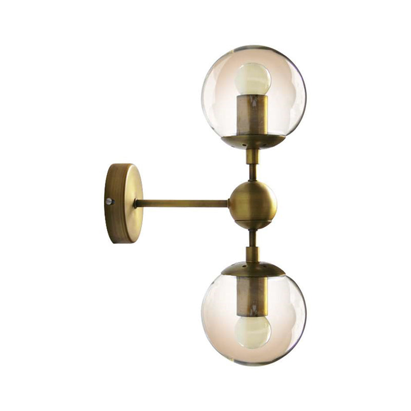 BowLift | 1/2-Head Global Wall Mount Light with Amber Glass Shade Modernist Wall Lamp Lighting in Gold for Bedroom