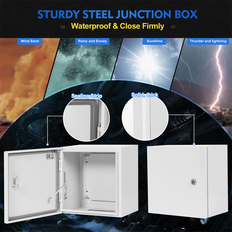 BowLift | 12" x 12" x 8" Electrical Junction Box Steel Enclosure NEMA 4X Enclosure Box Wall Mounted IP66