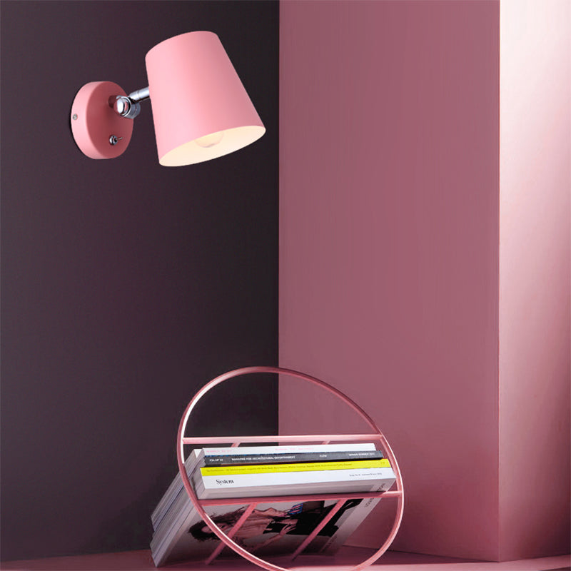 BowLift | Conical Wall Lamp Macaron Metallic 1 Light Pink/Yellow/Blue Wall Light for Balcony, 5" B