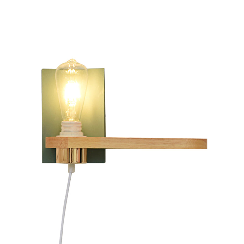 BowLift | Black/green metal back plate wall lighting fixture simple 1 light bare bulb wall-mounted lamp for hallway