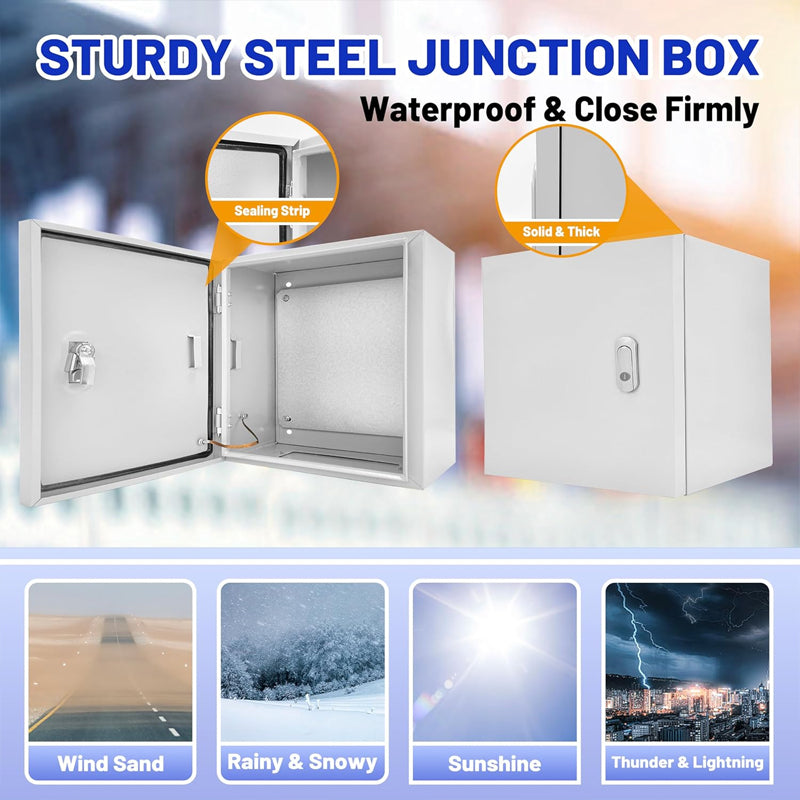 BowLift | 16" x 16" x 8" Outdoor Electrical Box Lockable Electrical Junction Box NEMA 4X Electrical Enclosure