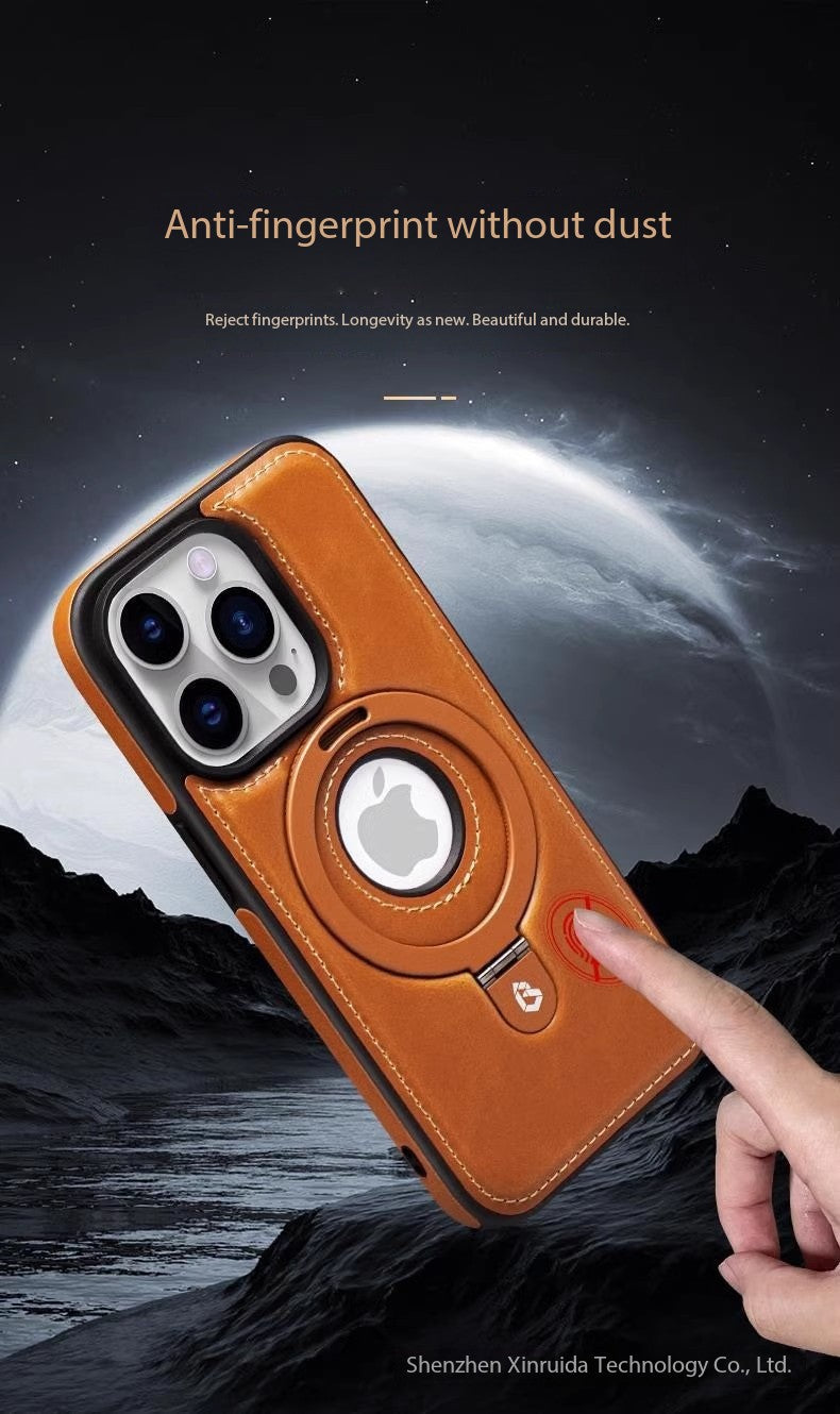 For 17ProMax Magnetic Bracket Phone Case High-end Business Leather Case
