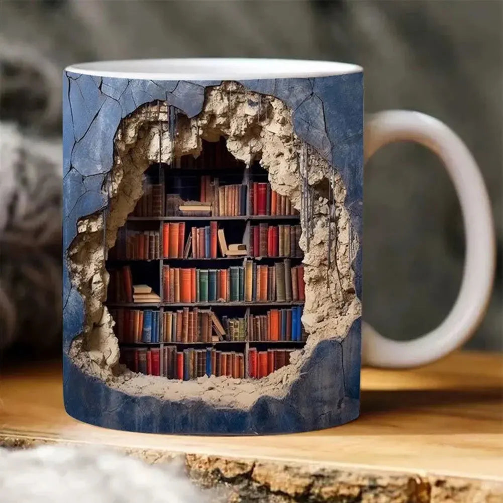 BowLift | BookShelf Mug – 3D Ceramic Coffee Mug for Book Lovers