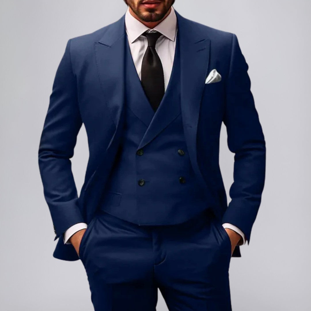 Tailored 3-Piece Suit with Structured Fit and Versatile Styling