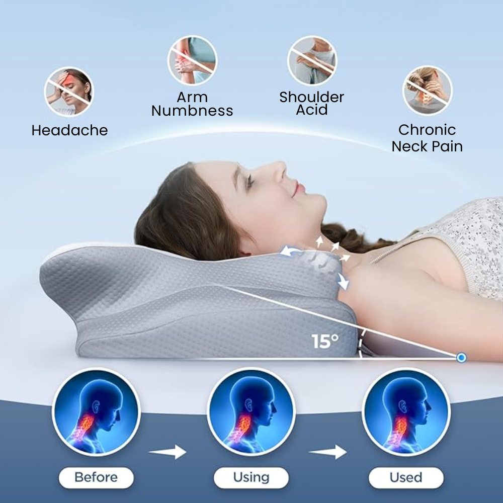 BowLift | Cervical Pillow for Neck Pain Relief – Orthopedic Memory Foam Neck Support Pillow for Cervical, Shoulder & Back Alignment