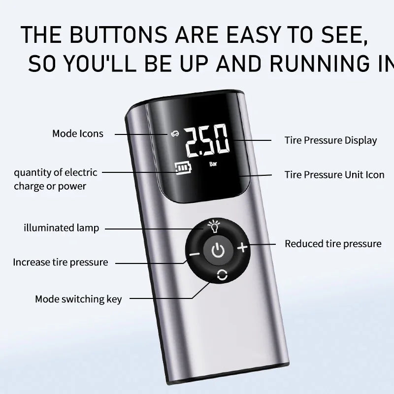 BowLift | Mini Wireless Automatic Car Tire Air Compressor Pump