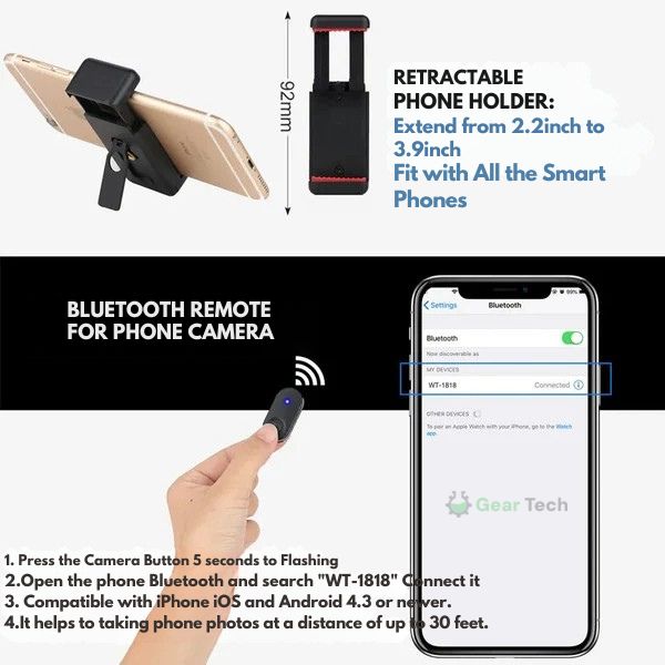 BowLift | Extendable Phone Tripod with Bluetooth Remote - Versatile Selfie Stick & Stand