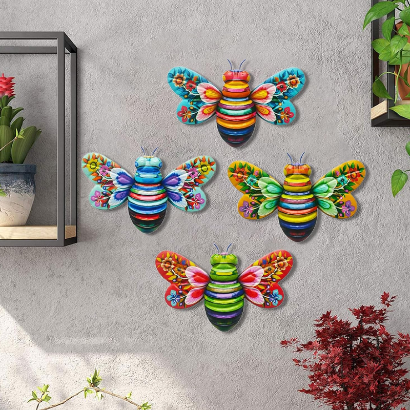 BowLift | Iron Bee Art Sculpture Hanging Wall Decorations for Garden