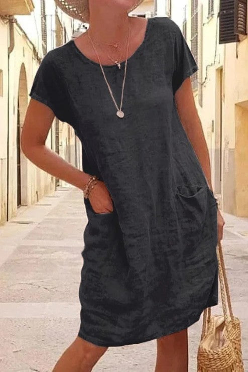Relaxed Shirt Dress in Linen Blend