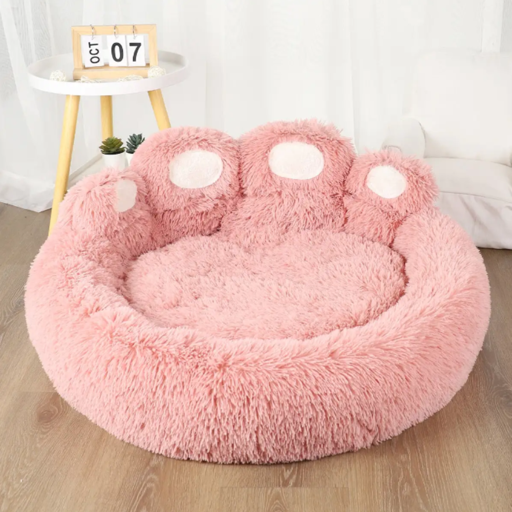 PlushHaven • Plush Paw-Shaped Dog Bed