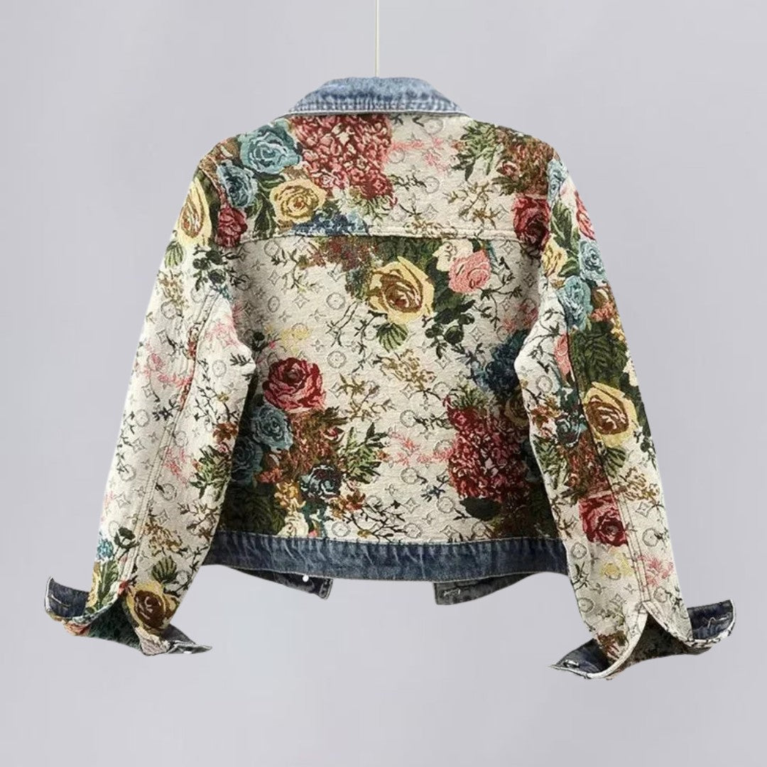 Floral Denim Jacket with Tailored Fit