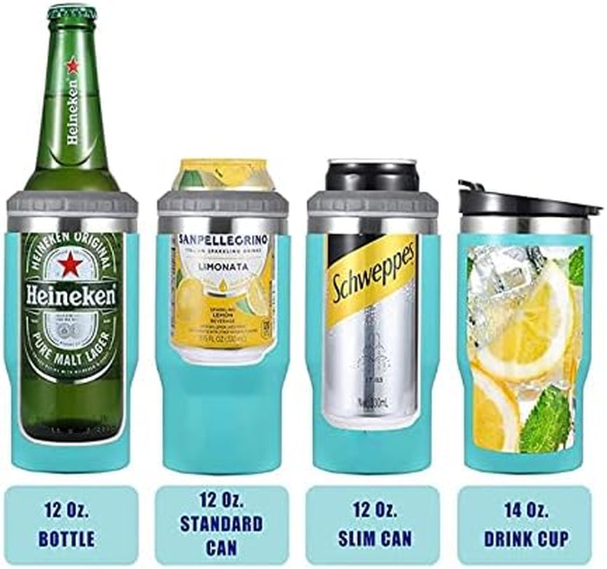 BowLift | 4 in 1 stainless steel can/bottle insulator, 14Oz two-way lid SUS insulated can cooler, beer bottle holder (Black)
