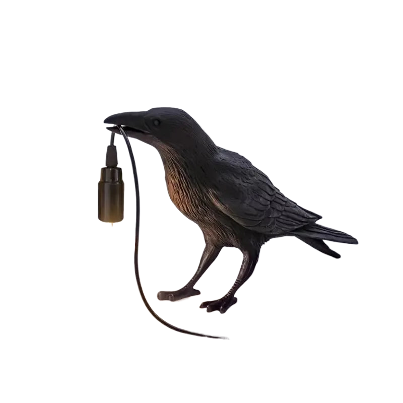 BowLift | E14-Bulb with Plug Gothic Raven Lamp Vintage Resin Bird Lamp for Nightstand, Office, Living Room Farmhouse Art Deco Style