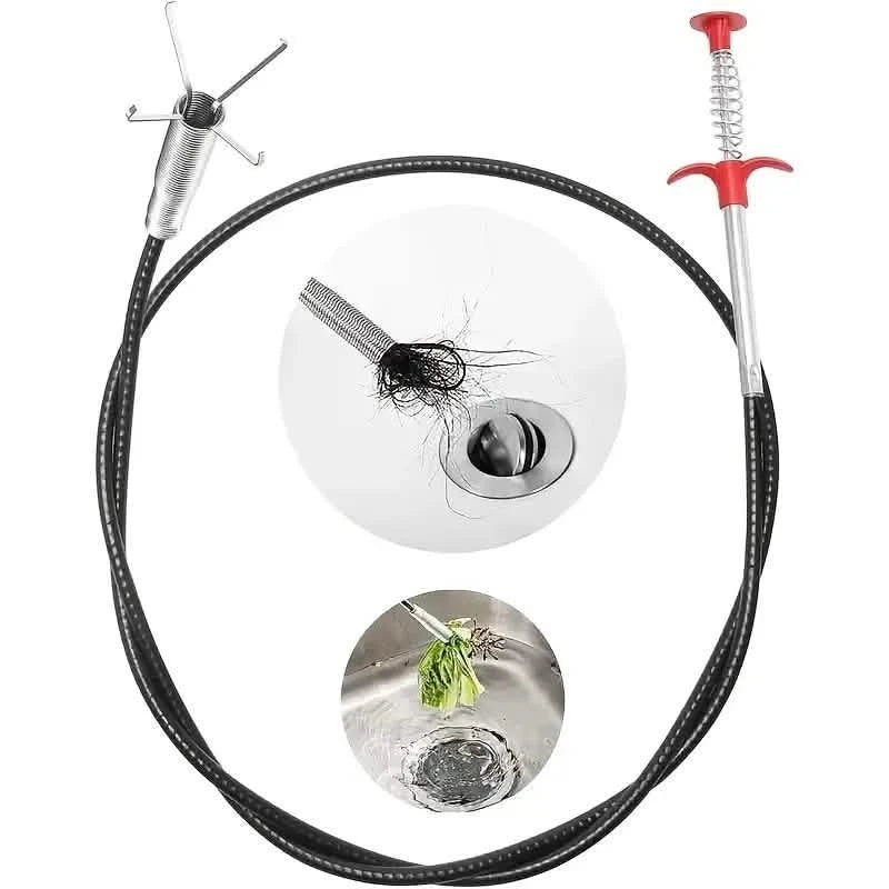 BowLift | 4-Claw Pipe Cleaner, Spring Installation Tool for Kitchen and Bathroom, Hair and Dirt Catcher