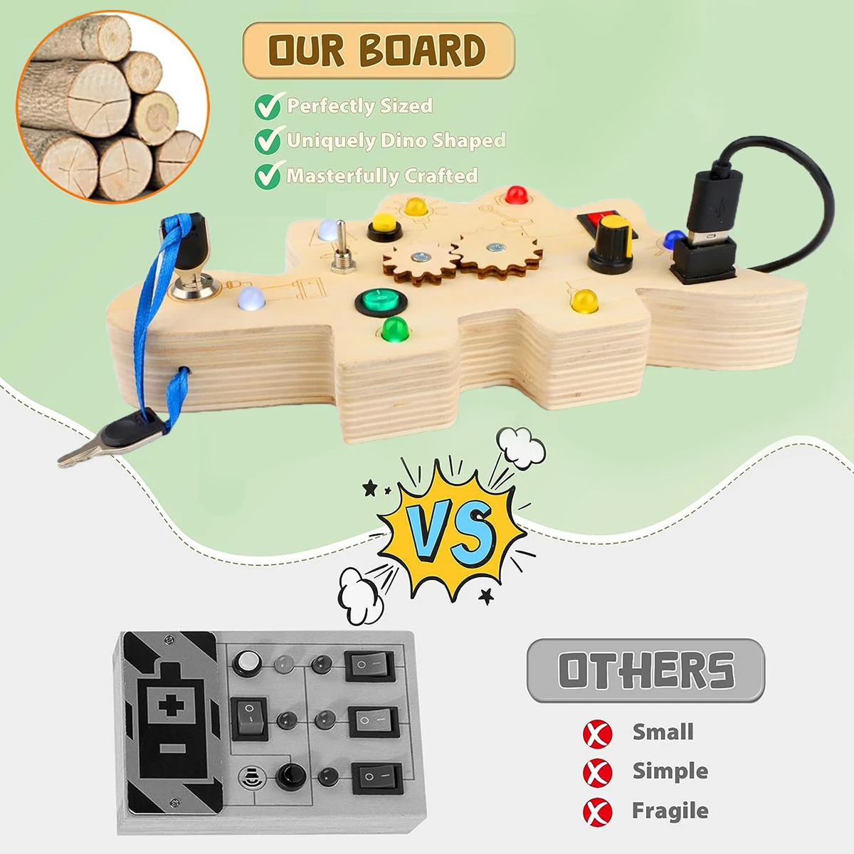 BowLift | Ecotoys DinoSpark | Montessori LED Playboard - Educational Baby Toy