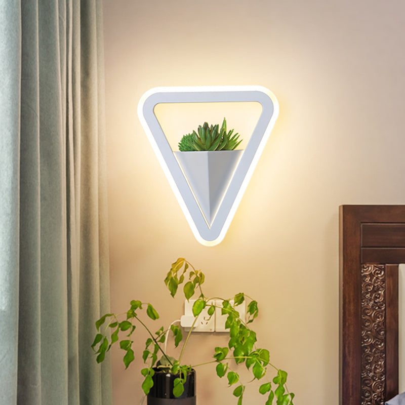 BowLift | White 1 Bulb Wall Light Minimalistic Acrylic Triangle LED Plant Wall Lamp in Warm/White Light