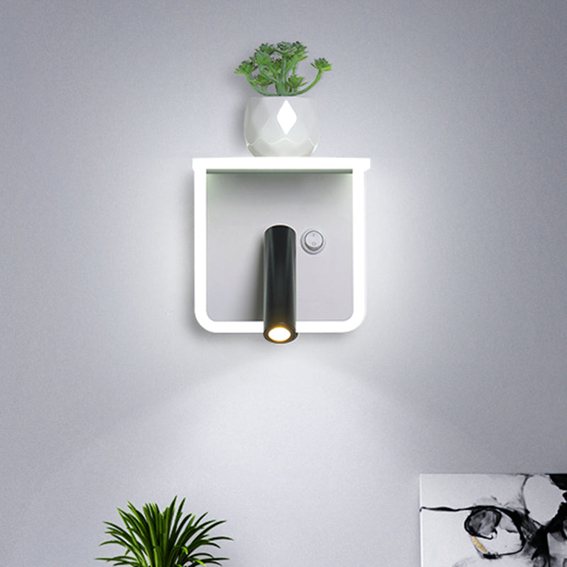 BowLift | White LED wall light Minimalism Acrylic Round/Rectangle Wall Outdoor Light with Plant Decoration in Warm/White Light