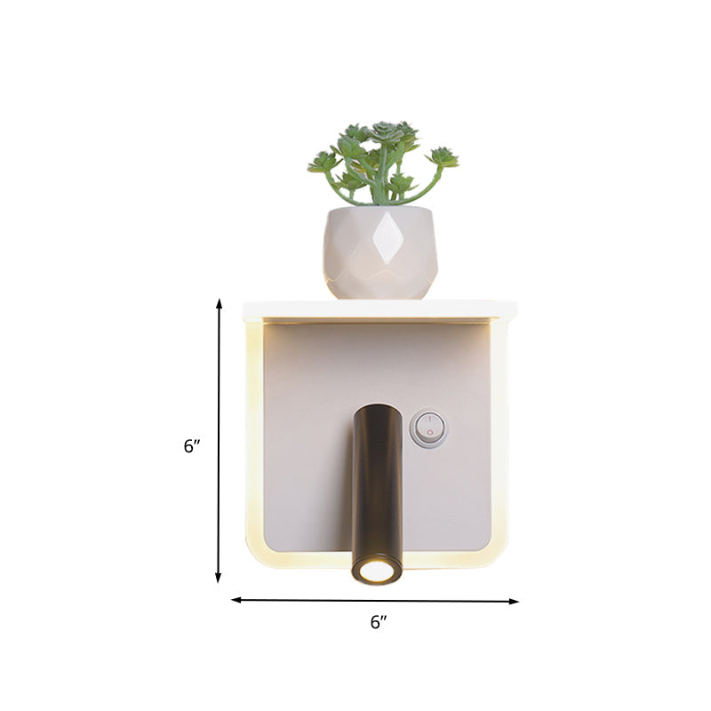 BowLift | White LED wall light Minimalism Acrylic Round/Rectangle Wall Outdoor Light with Plant Decoration in Warm/White Light