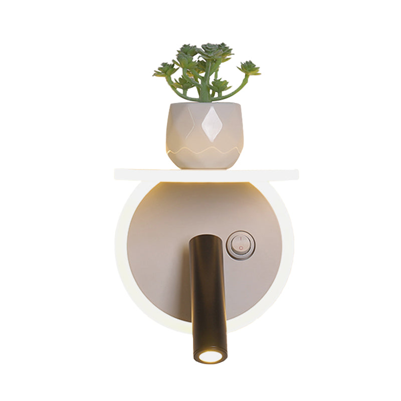 BowLift | White LED wall light Minimalism Acrylic Round/Rectangle Wall Outdoor Light with Plant Decoration in Warm/White Light