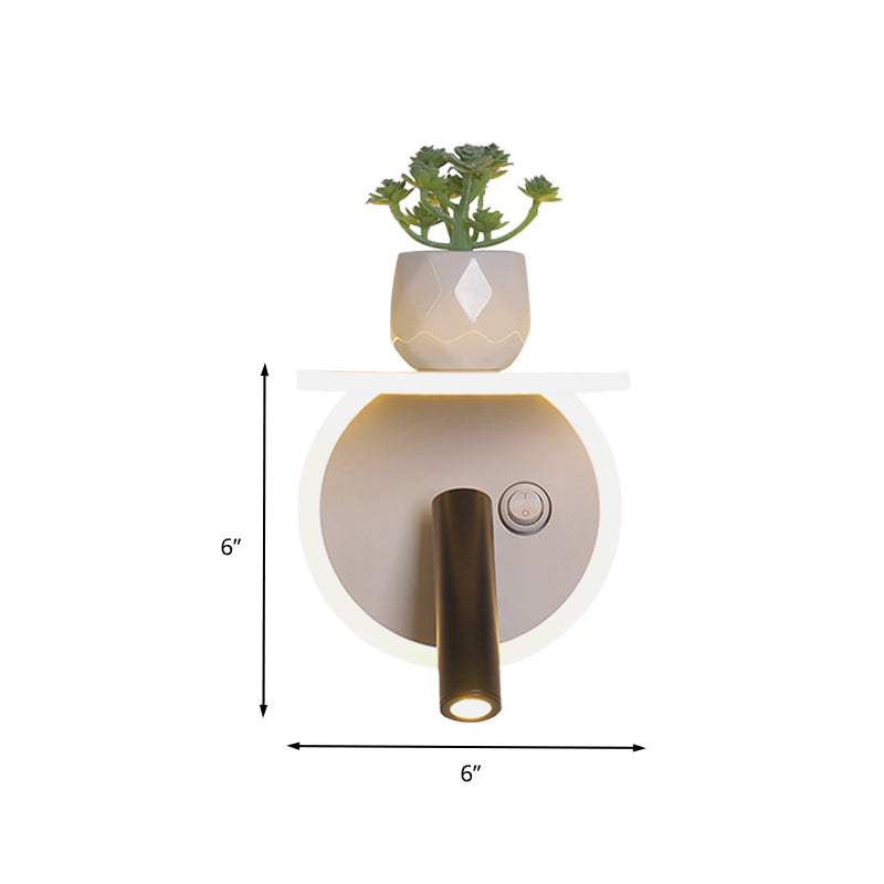 BowLift | White LED wall light Minimalism Acrylic Round/Rectangle Wall Outdoor Light with Plant Decoration in Warm/White Light