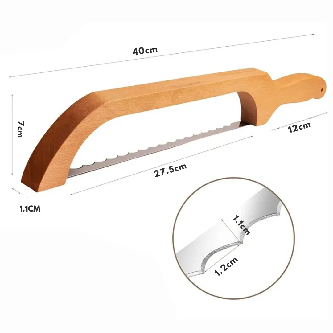 BowLift | Bread knife made of wood with non-slip cutting aid