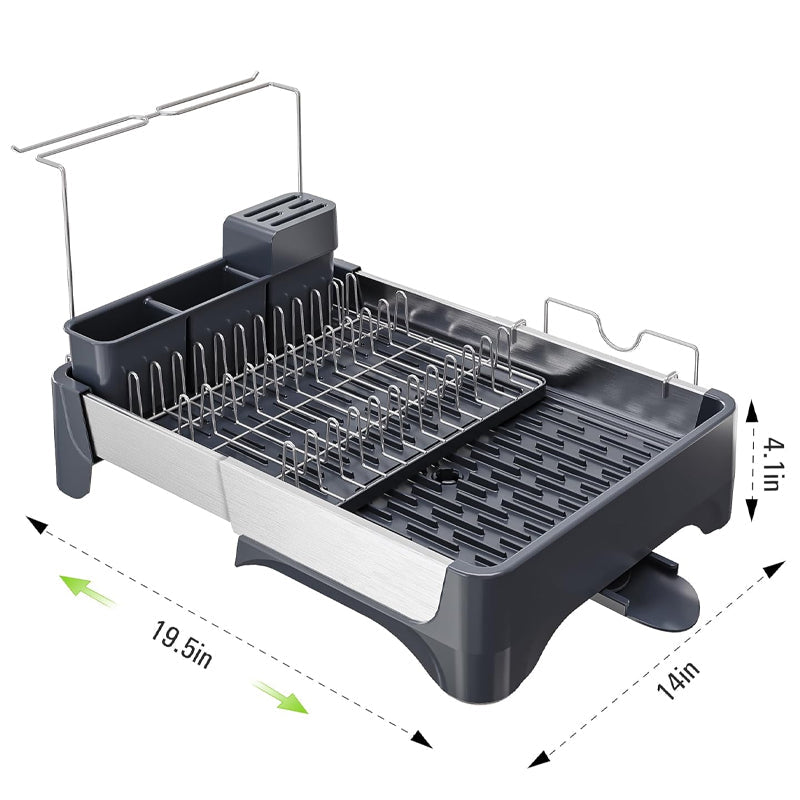 BowLift | Stainless Steel Dish Drying Rack Expandable Utensil Holder Large Capacity Dish Drainer