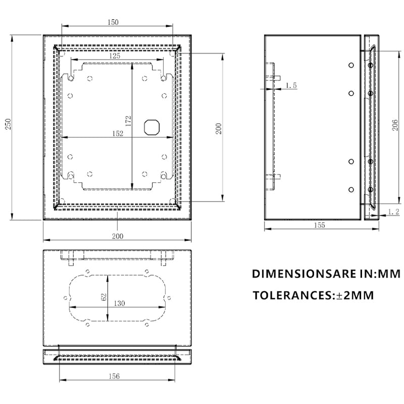 BowLift | 10" x 8" x 6" Wall-Mounted Electronic Enclosure Steel Electrical Box IP65 Weatherproof Metal Box