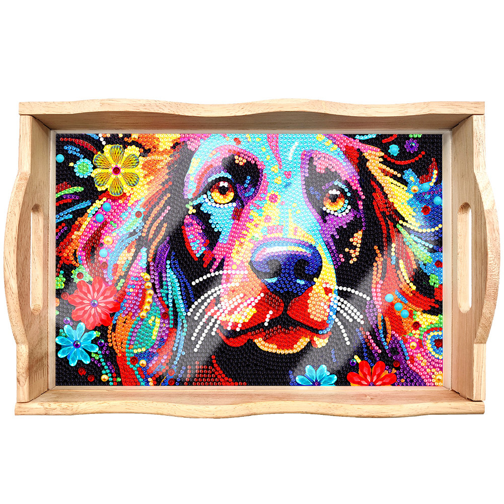 BowLift | DIY Diamond Painting Wooden Tray Food Tray with Handle Living Room Decoration Mandala Wooden Tray Kit