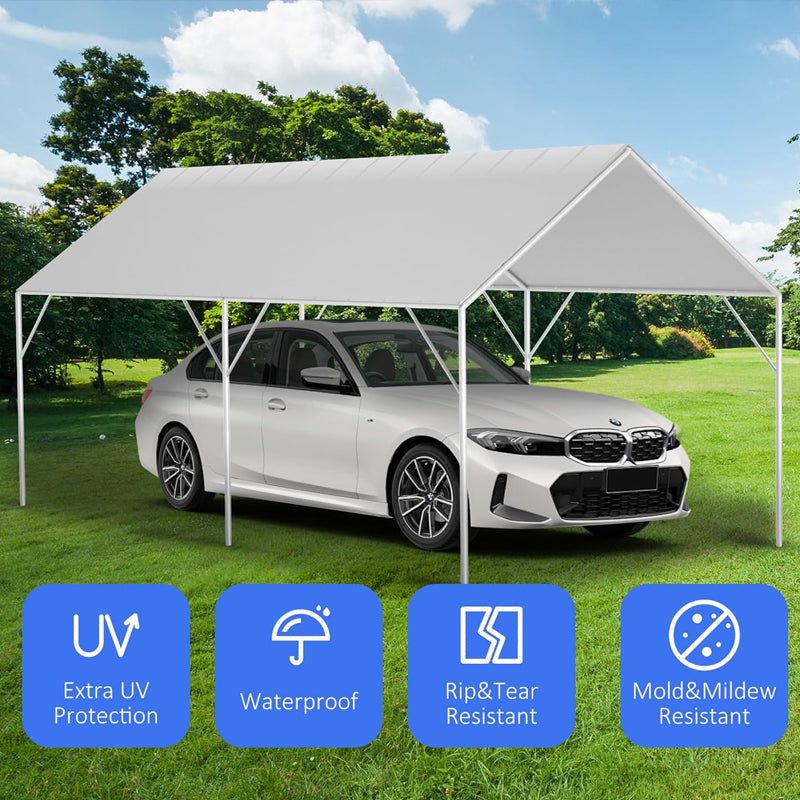 BowLift | 10' x 20' Carport 220G Heavy Duty Replacement Canopy Cover with 48 Ball Bungees