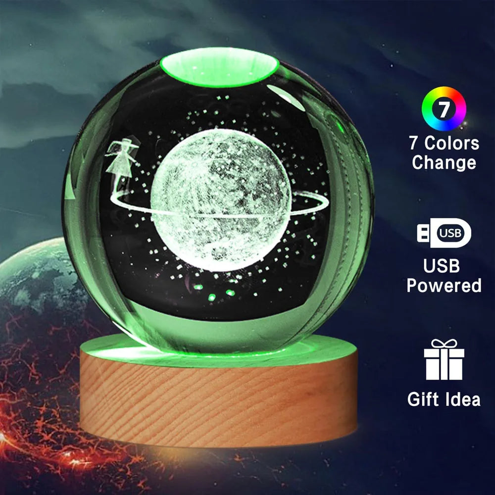 BowLift | Dreamy Galaxy 3D Planets Lighted Glass Sphere