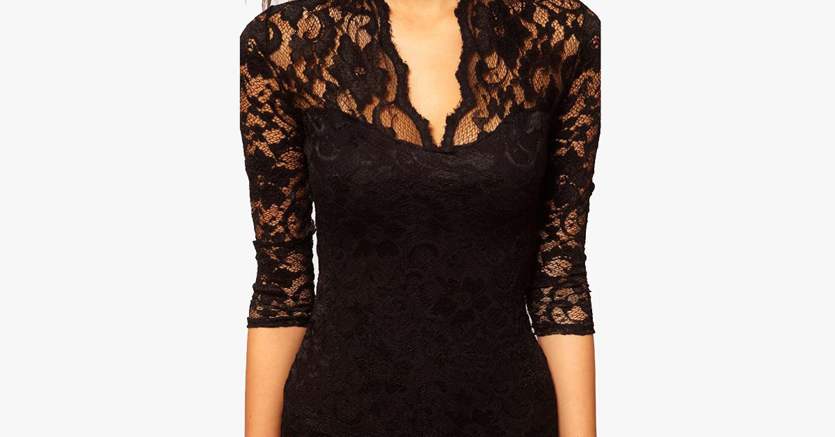 BowLift | Sexy Flower Scalloped V Neck Lace Dress
