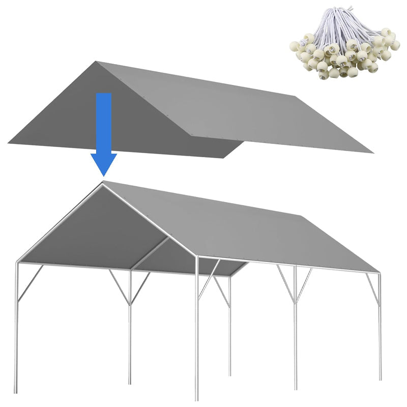 BowLift | 10' x 20' Carport 220G Heavy Duty Replacement Canopy Cover with 48 Ball Bungees
