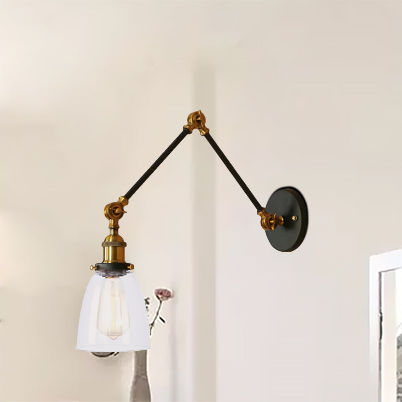 BowLift | Tapered Accent Wall Lamp Antique Clear Glass 1 Light Black/Silver/Brass Wall Lamp with Swingarm
