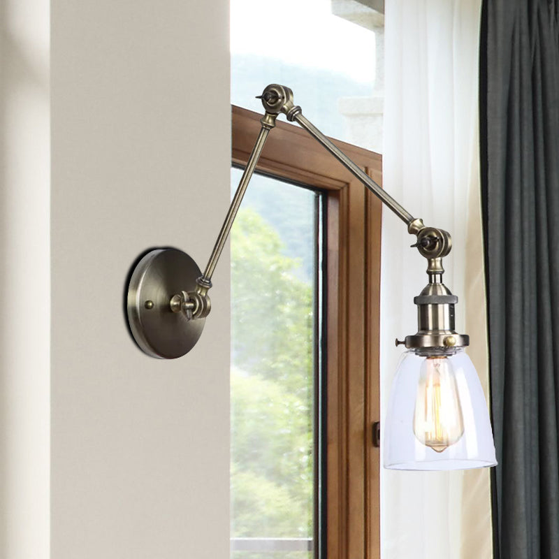 BowLift | Tapered Accent Wall Lamp Antique Clear Glass 1 Light Black/Silver/Brass Wall Lamp with Swingarm