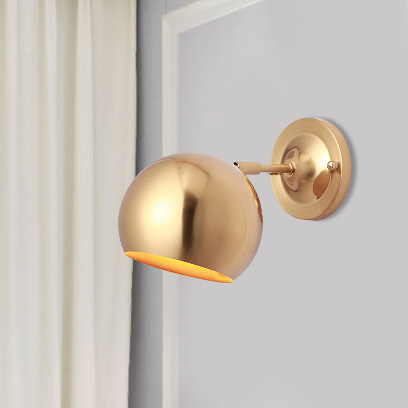 BowLift | Brass 1 Lightbulb Wall Lamp Sconces Loft Style Metal Globe Shade Wall Mounted Lamp for Dining Room