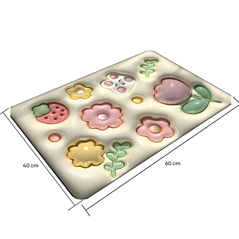 BowLift | 3D flower soft diatom mud absorbent floor mat